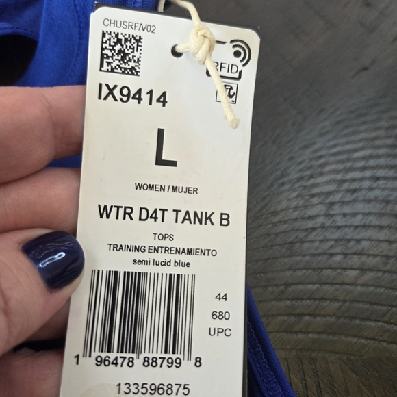 Adidas Women's Lucid Blue Training Tank Top Large IX9414 New Aeroready Running - Picture 5 of 8